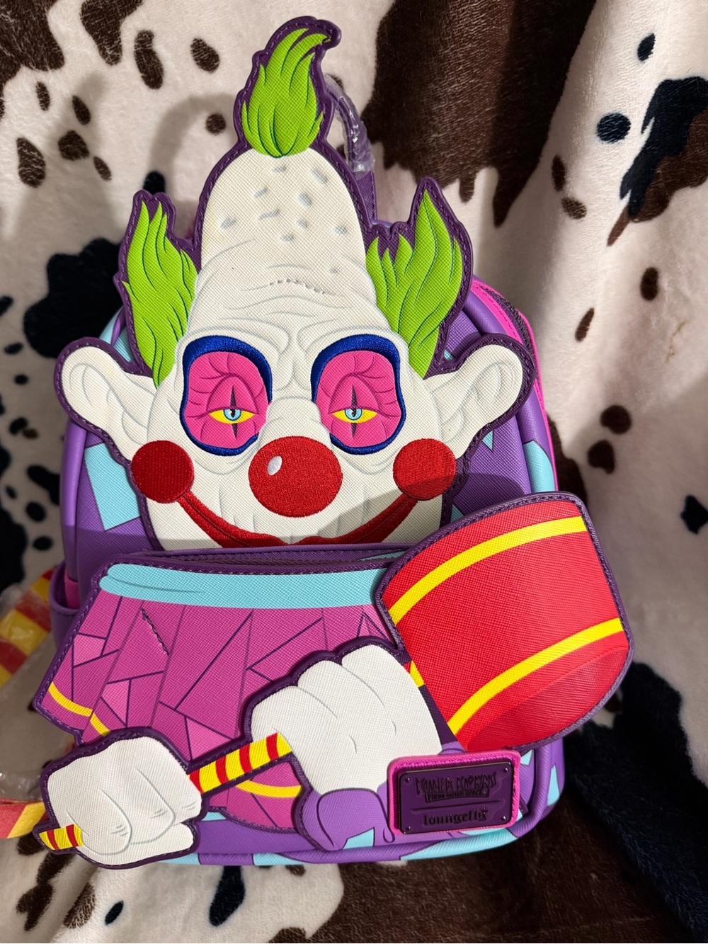 Loungefly Purple Clown Backpack with Green Hair and Red Accents